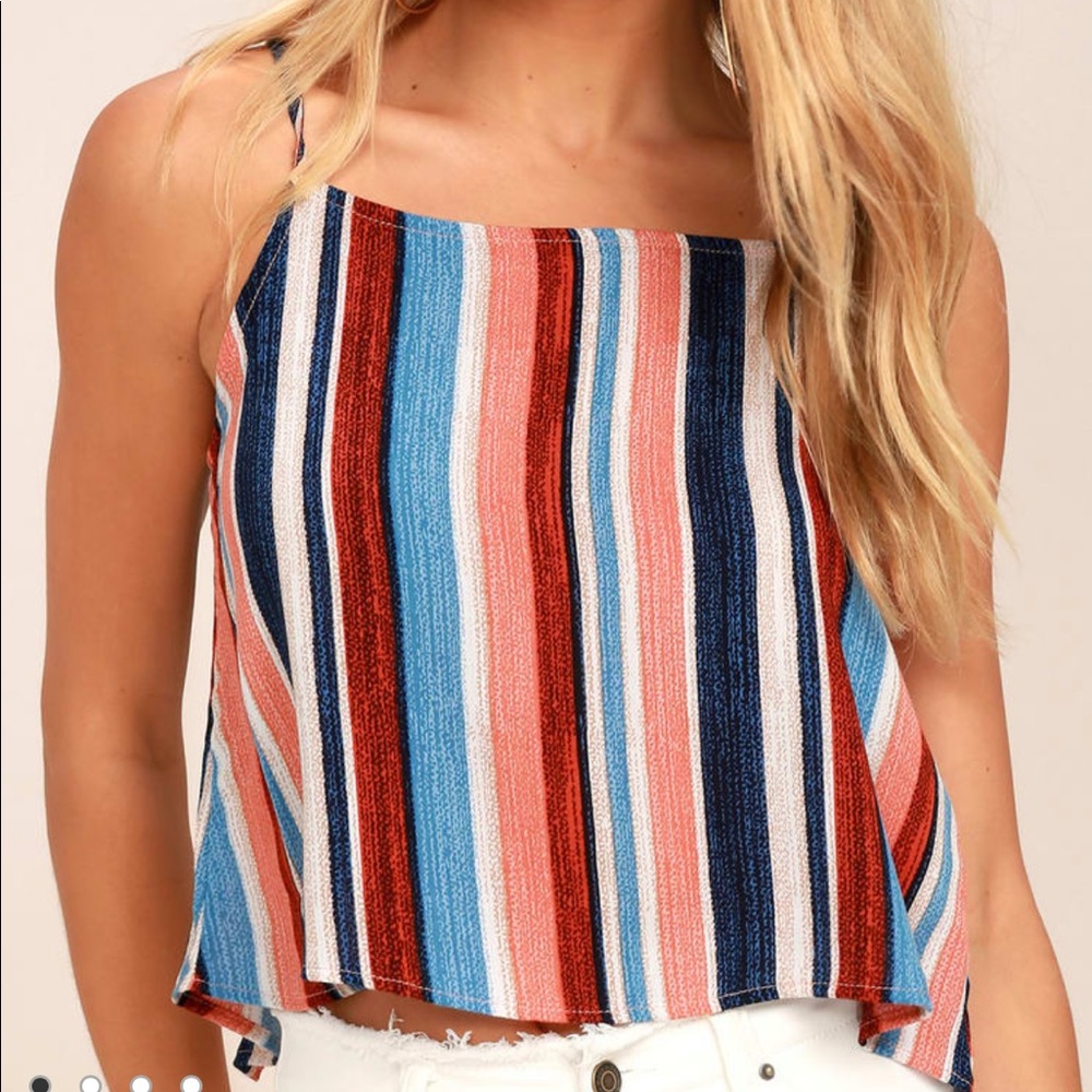 Lulus Striped flowy crop top with open back - M